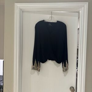 Black Embroidered Women's Top